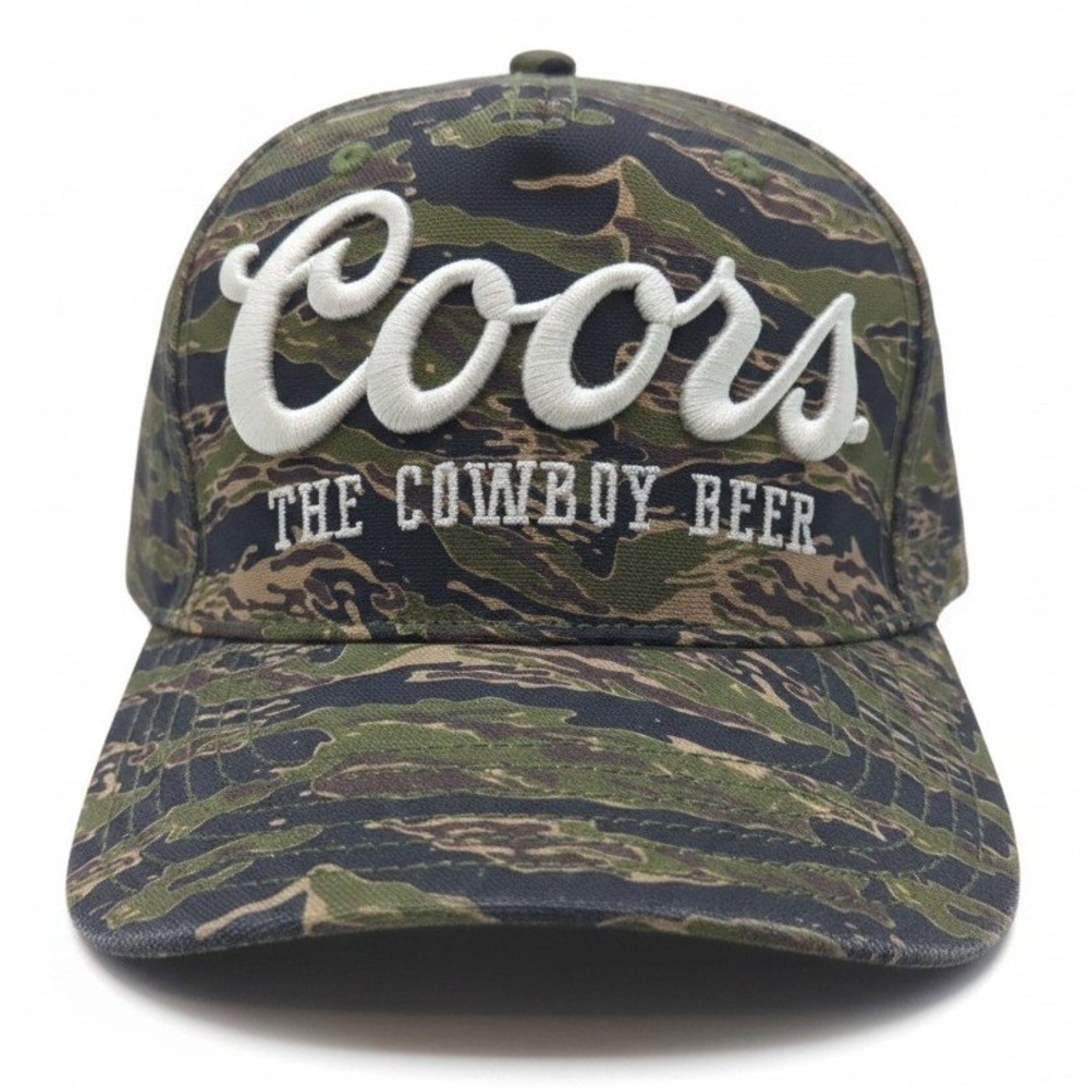 Coors Banquet The Cowboy Beer Tiger Stripe Camo Snapback Hat Mad Engine NEW